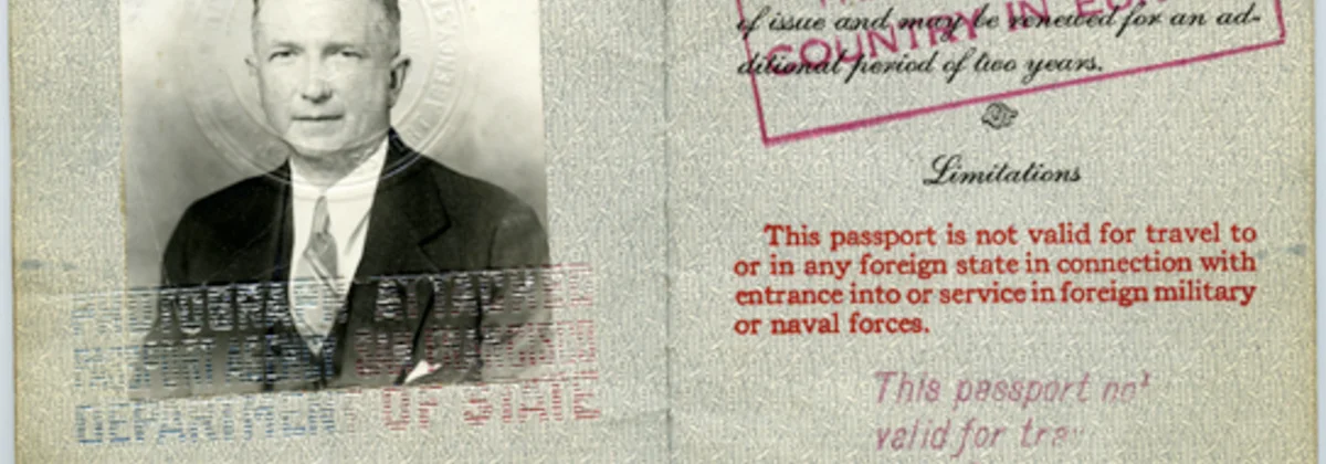 detail of the passport of Ralph Lutz