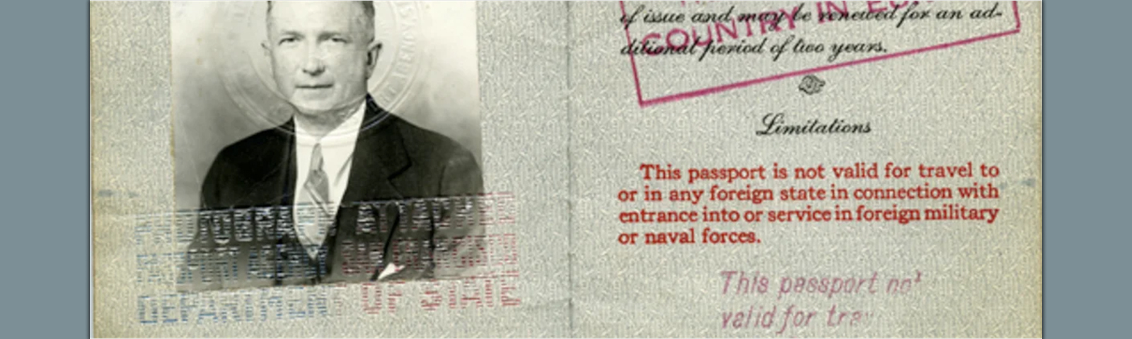 Detail of the passport of Ralph Lutz