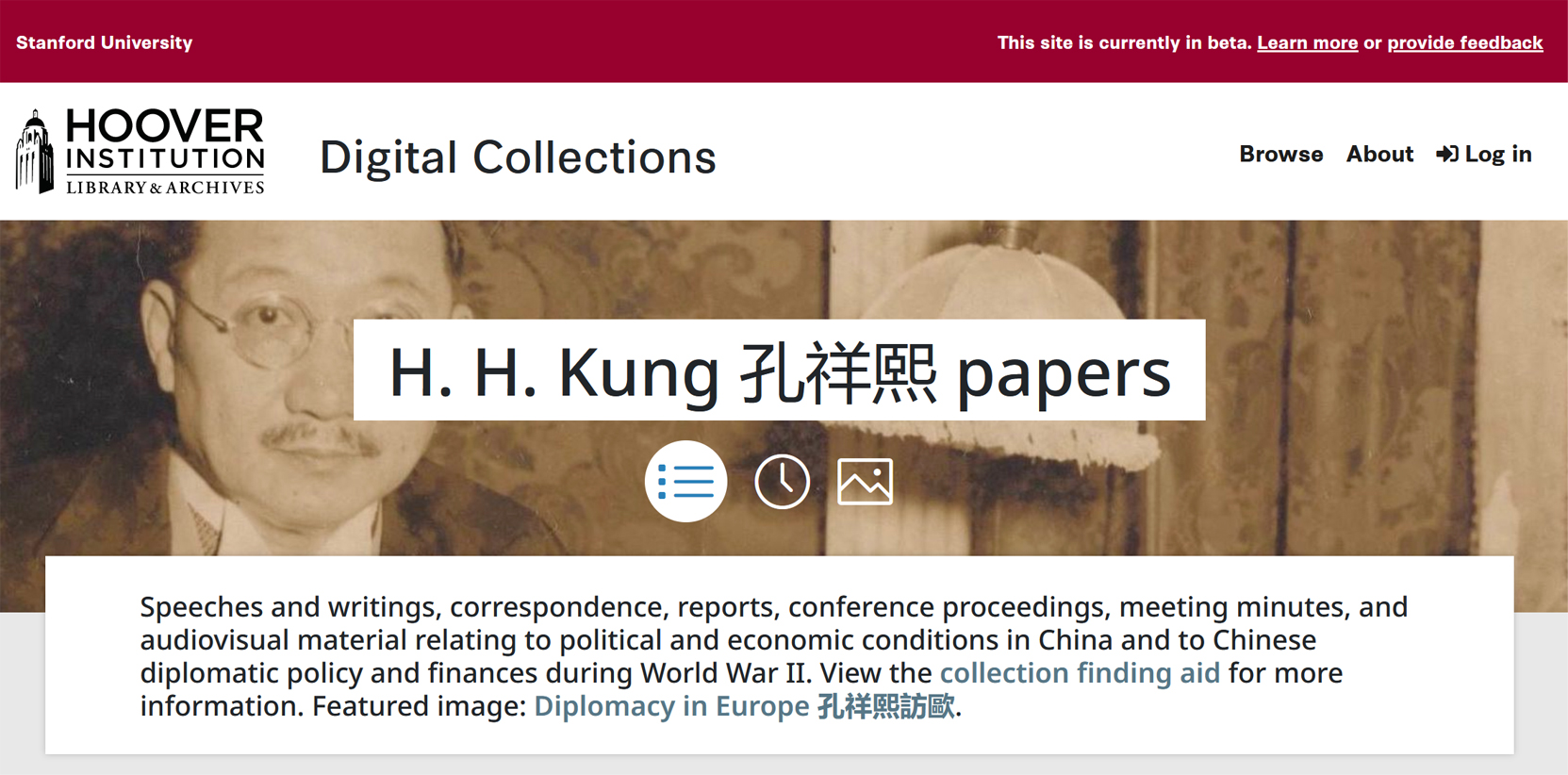 L&A Digital Collections site - H.H. Kung papers