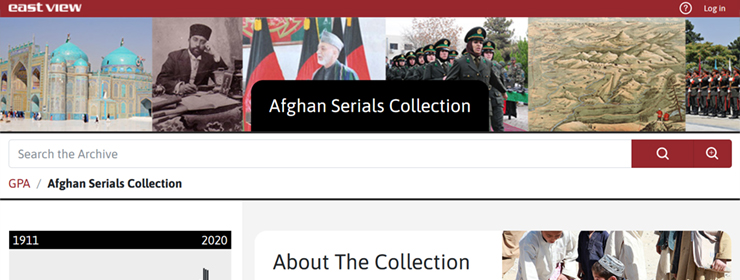 Screenshot of the hompage of the Afghan Serials Collection website