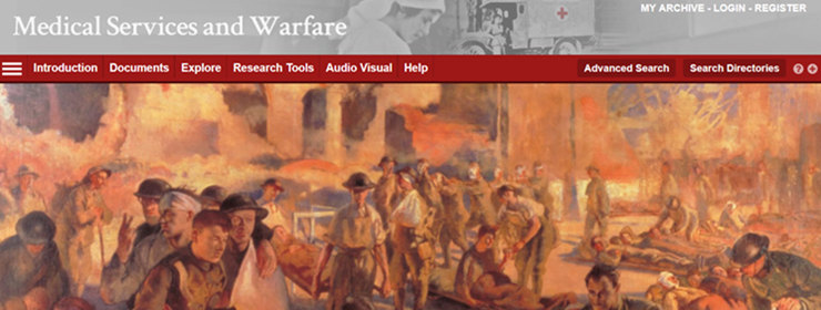 Screenshot of the home page of the Medical Service and Warfare Portal