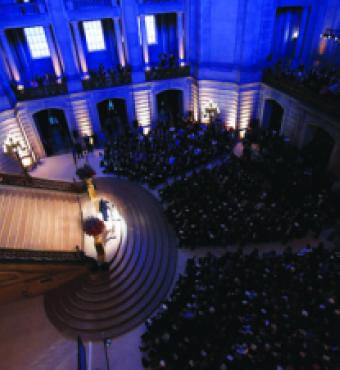 George Shultz speaks at SF rotunda