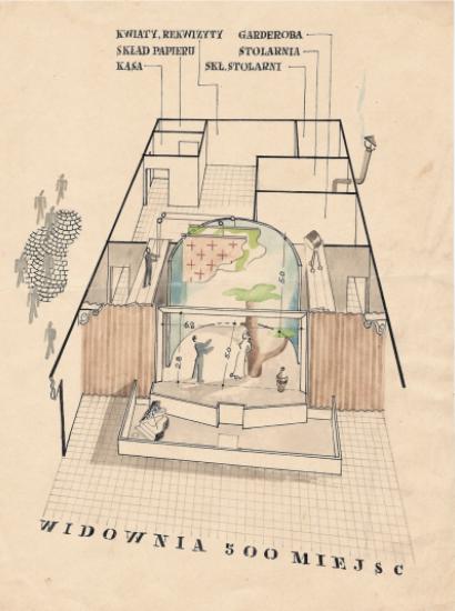 Plan of the camp theater (Jan Jasiewicz Papers, Hoover Institution Archives)