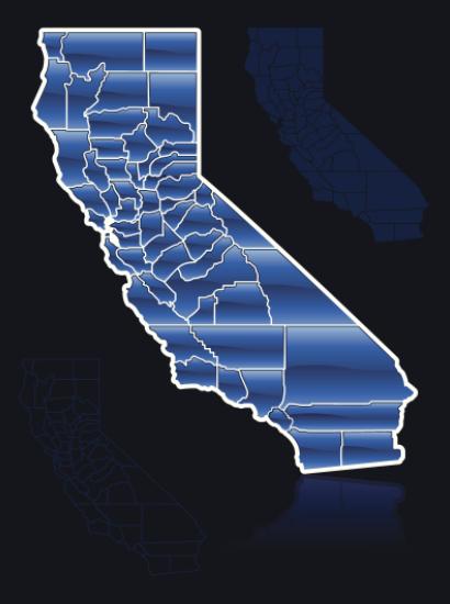 Blue map of California