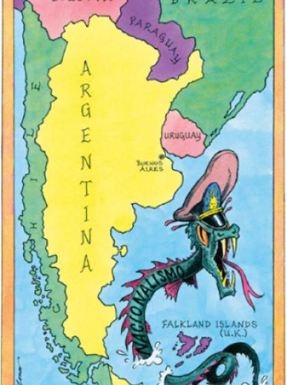 cartoon map of southern South America