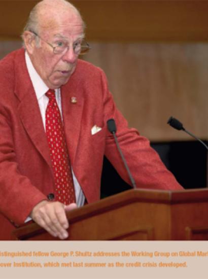 George P. Shultz addresses the Working Group on Global Markets at the Hoover Institution