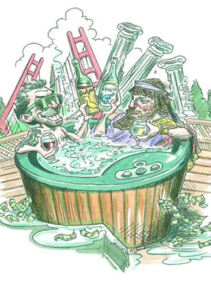 California and Greece in hot tub