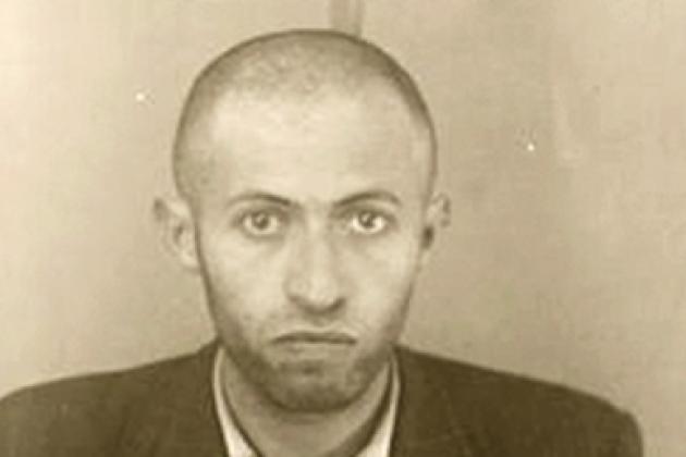 Menachem Begin pictured in his secret-police mug shot