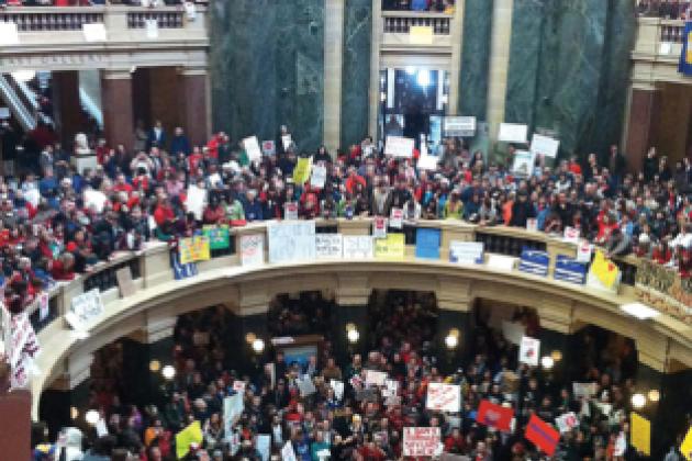 Protestors at Wisconsin capitol building