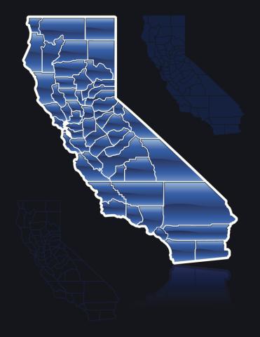 Blue map of California