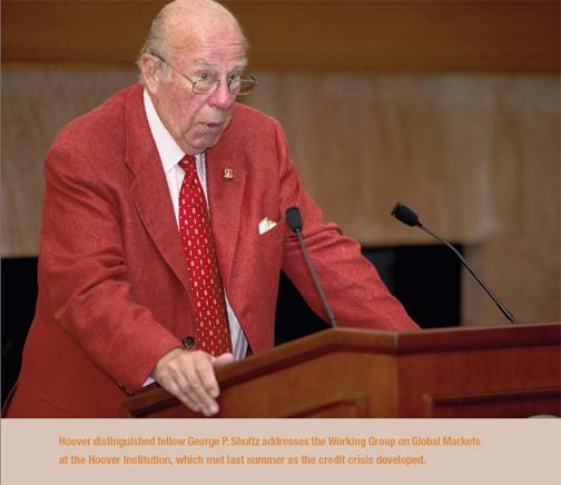 George P. Shultz addresses the Working Group on Global Markets at the Hoover Institution