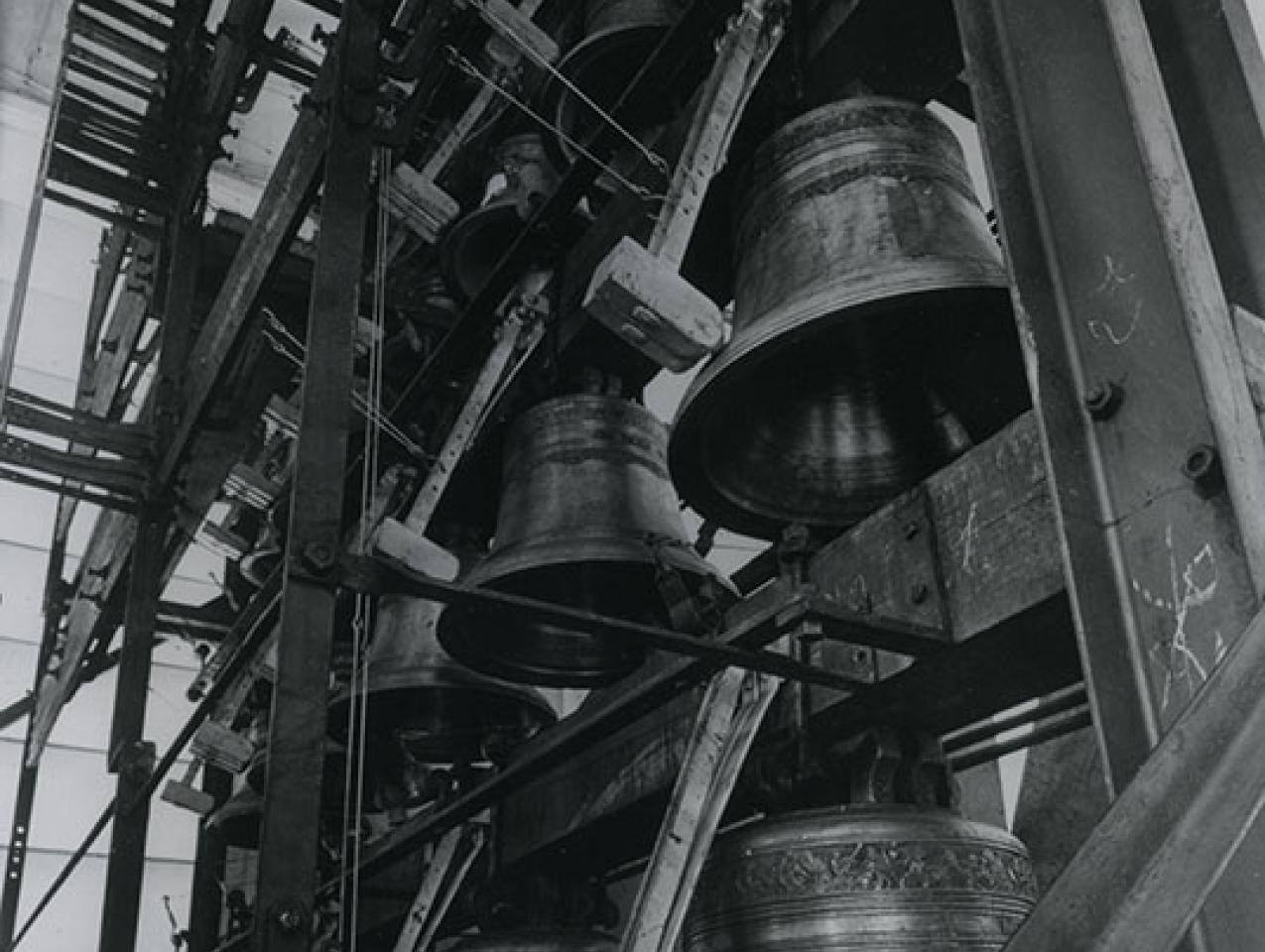 black and white photo of the carillon