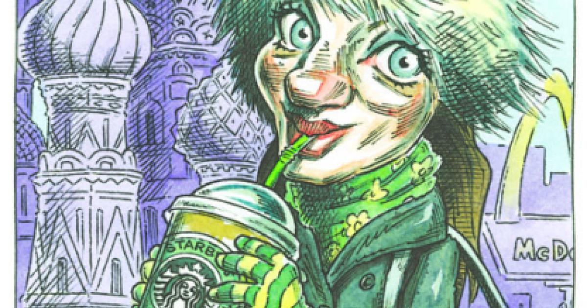woman with Starbucks drinks
