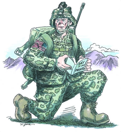 Soldier with book