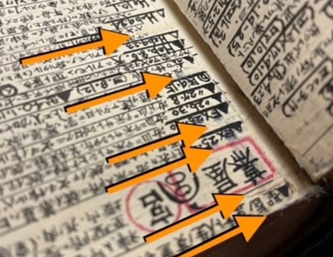 Companion Bible, stitch repairs between lines of text