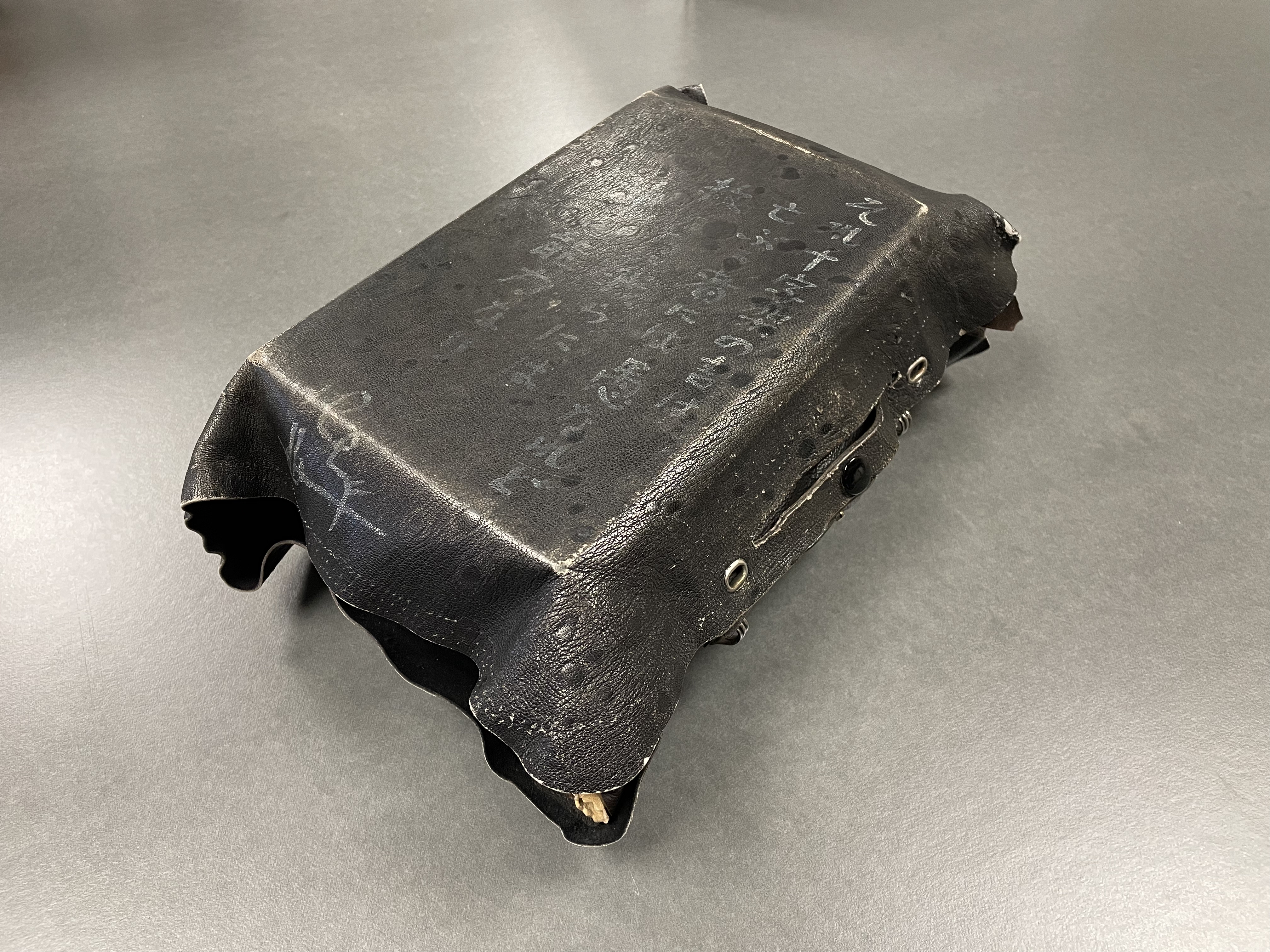 Exhibition compensation blocks fill in the space that Bibles would take up in their outer cases while the books are on display