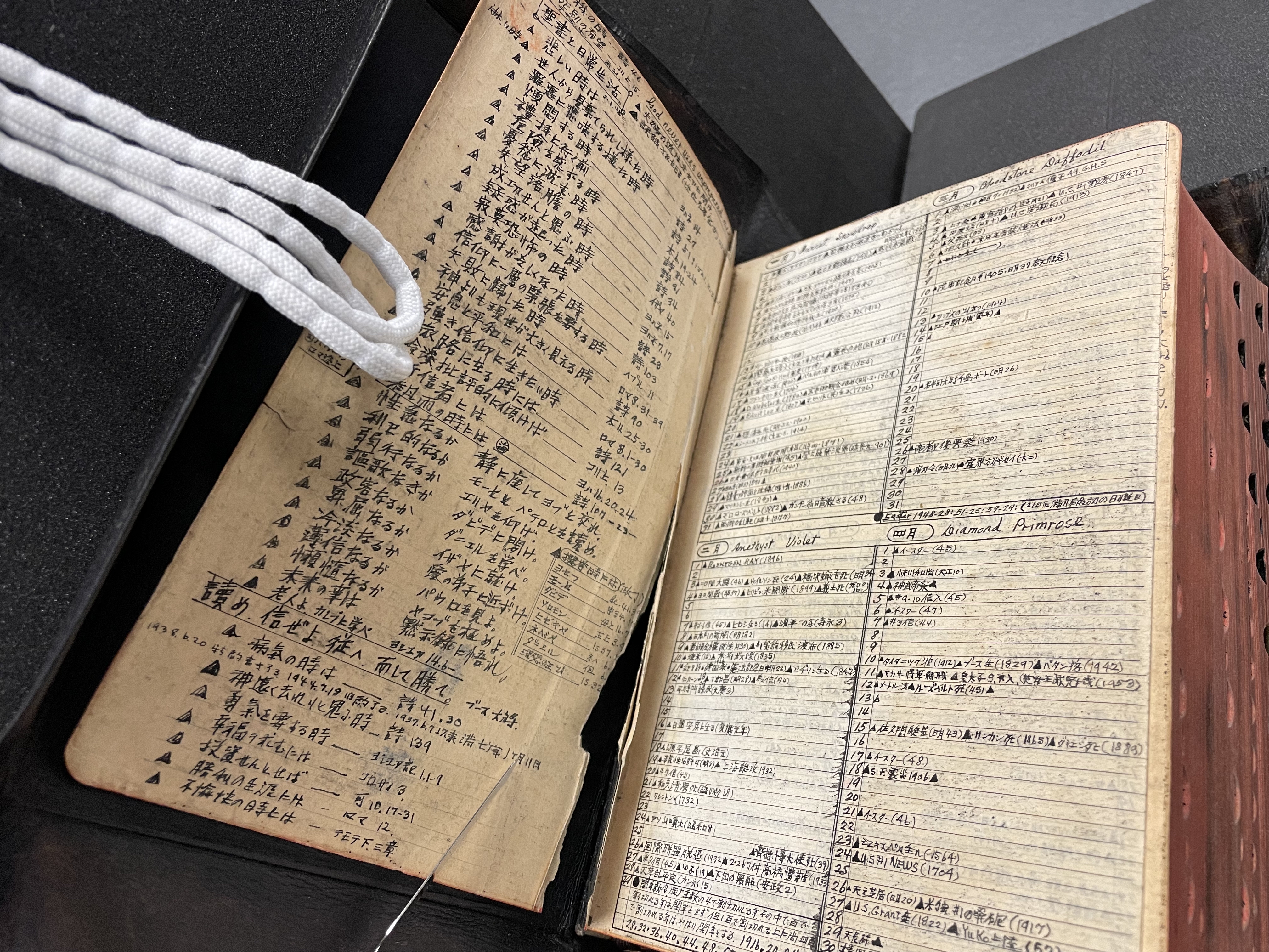 New Analytical Indexed Bible, first left flyleaf before treatment