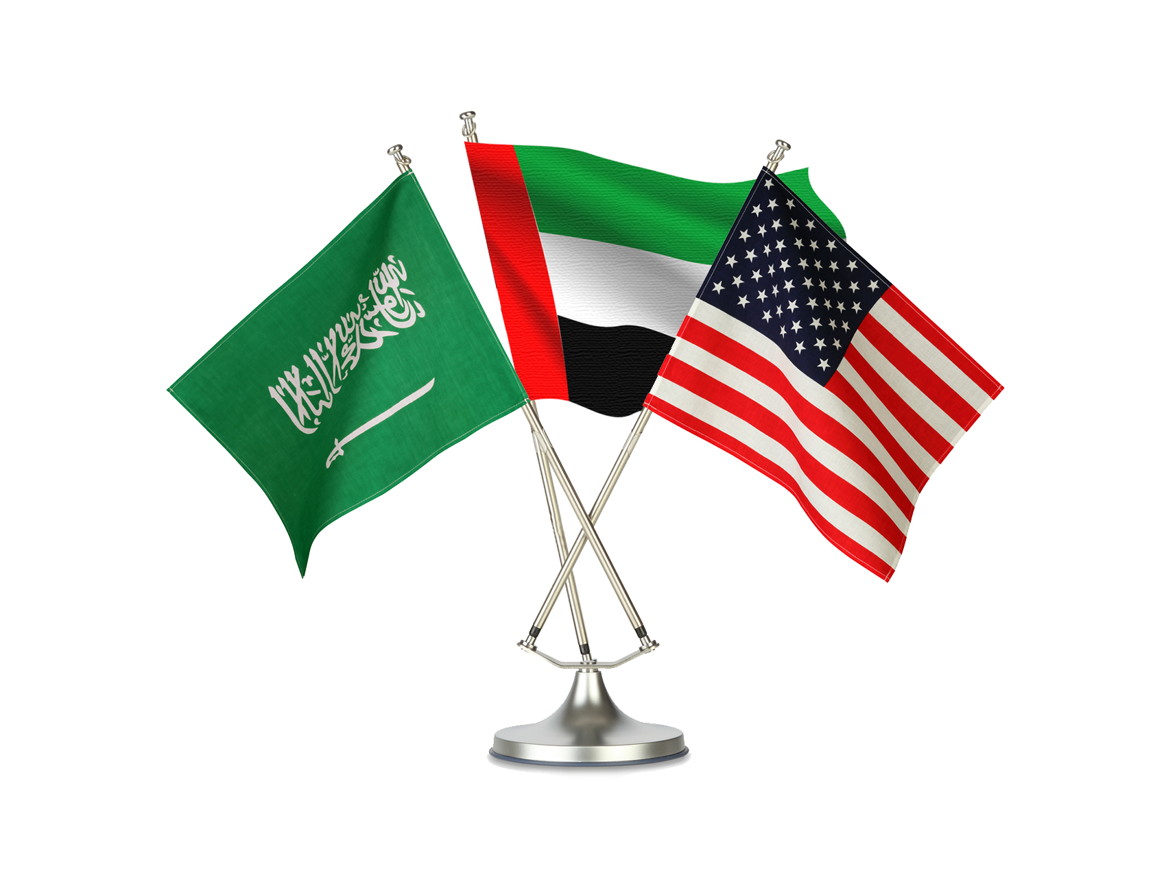 UAE, Saudi, and US flags