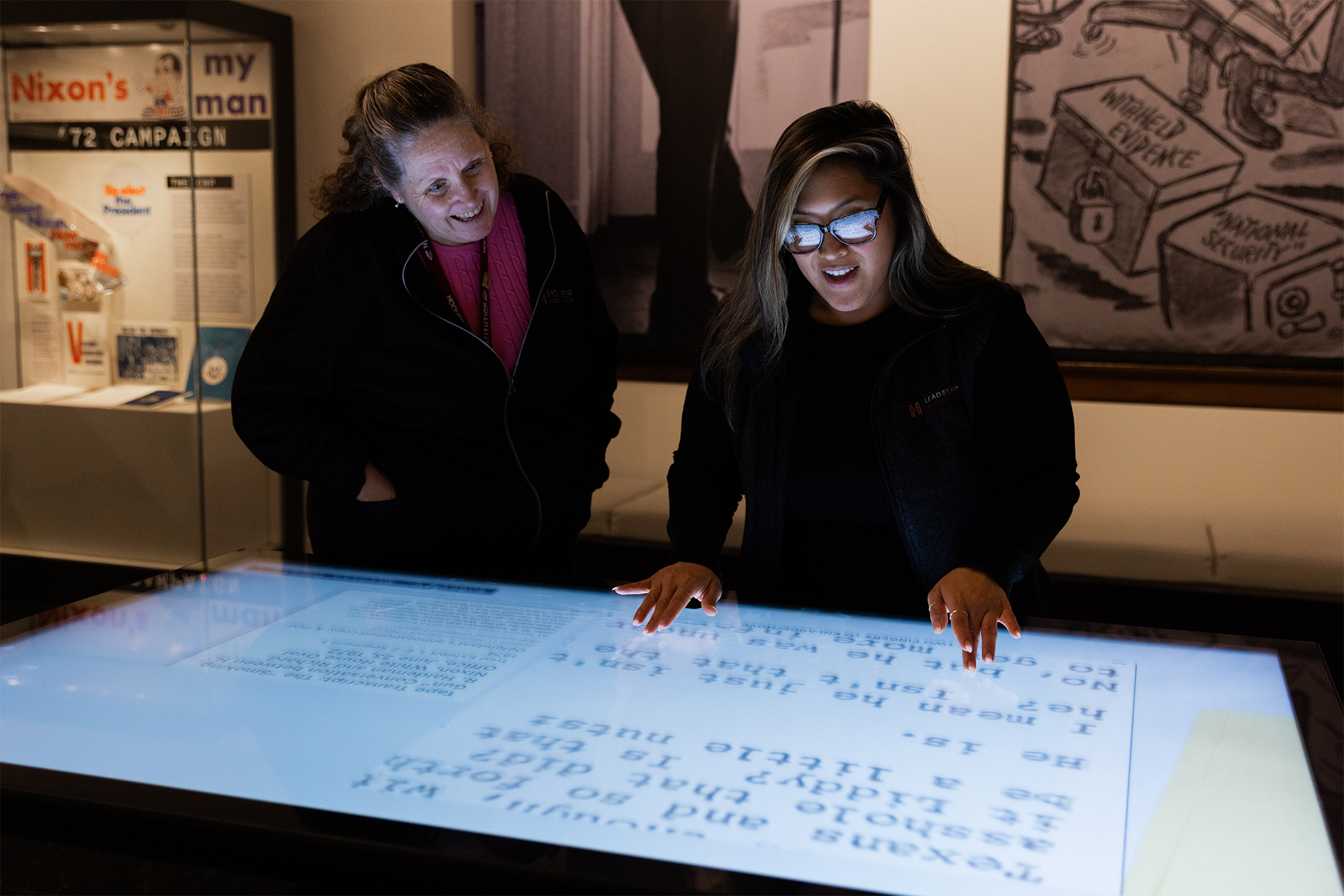Touch table in the Unpresidented exhibition, February 2024