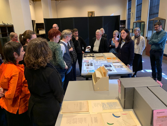 Katharina Friedla presenting archival material 