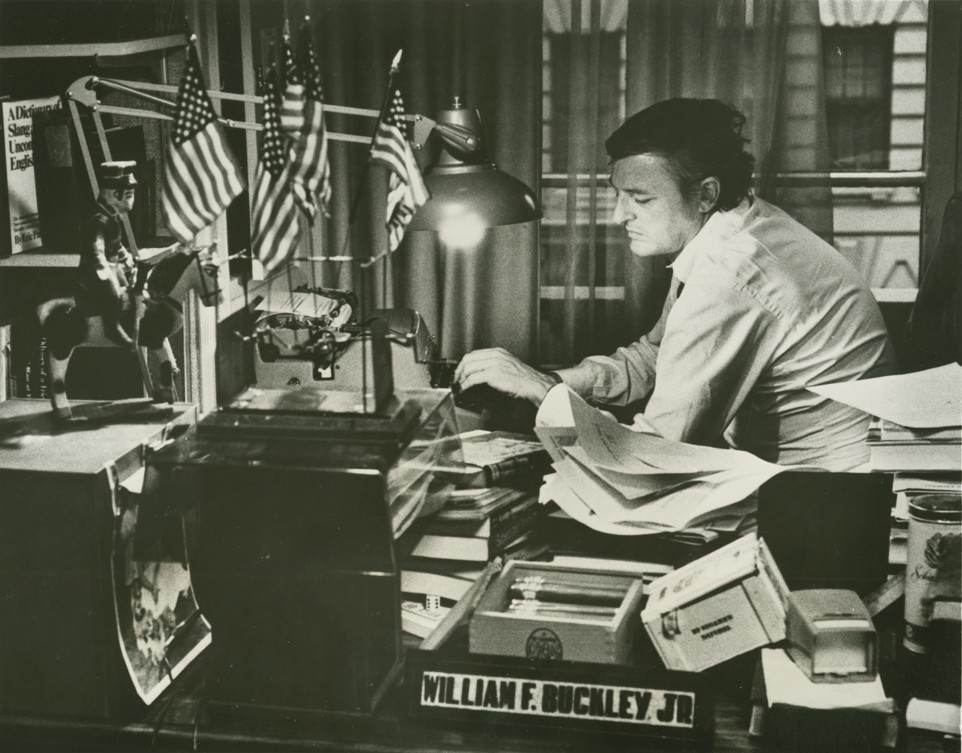 William F. Buckley Jr. at his typewriter
