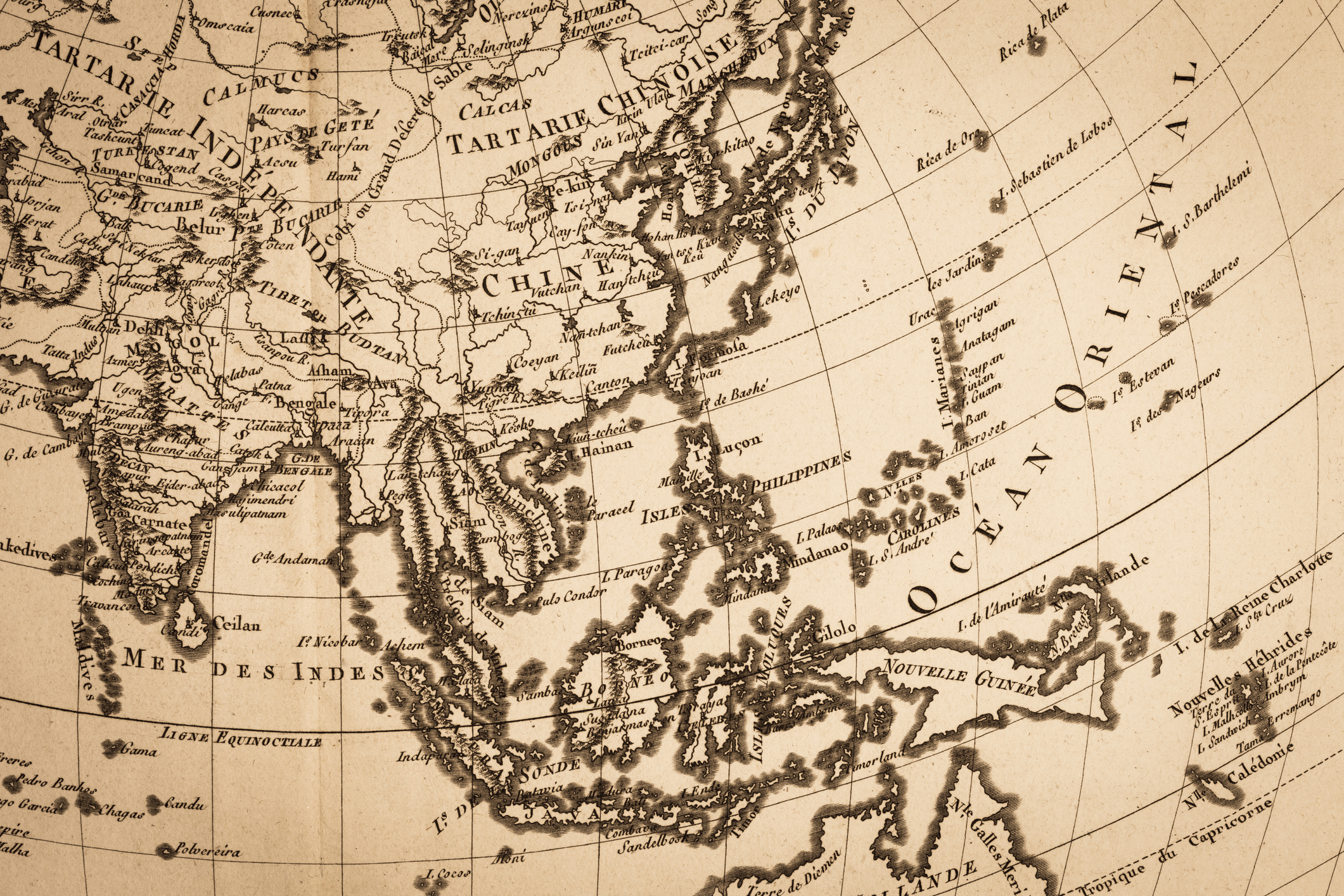 Old world map, Japan and East Asia stock photo