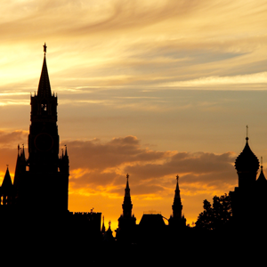 Silhouettes of the Moscow Kremlin - stock photo