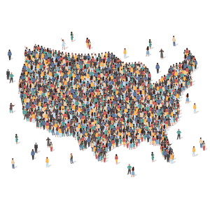 US Map with people