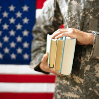 Young Student Soldier In Uniform stock photo
