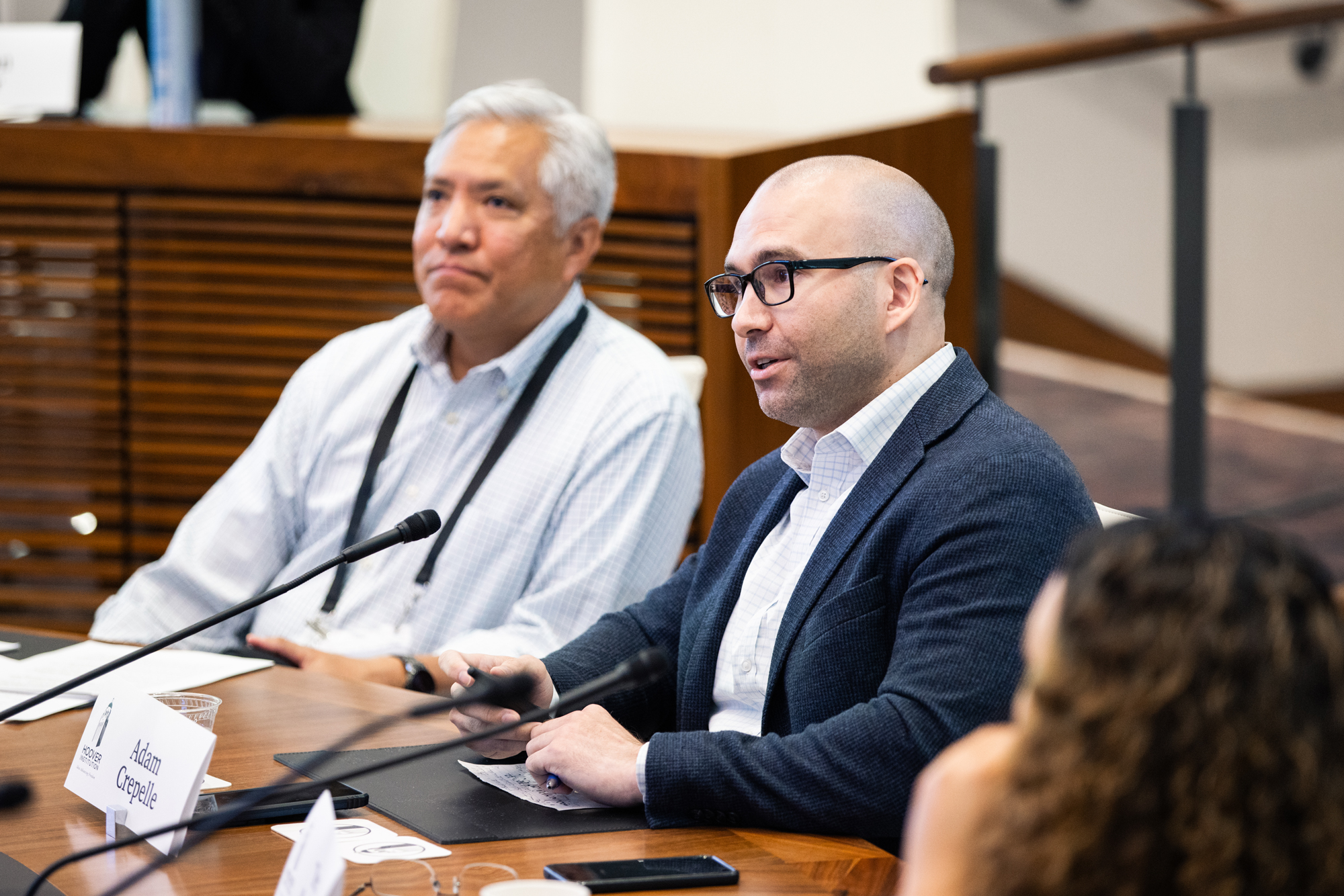 Adam Crepelle speaks to attendees of the Hoover Institution Indigenous Student Seminar on August 5, 2025. (Patrick Beaudouin)
