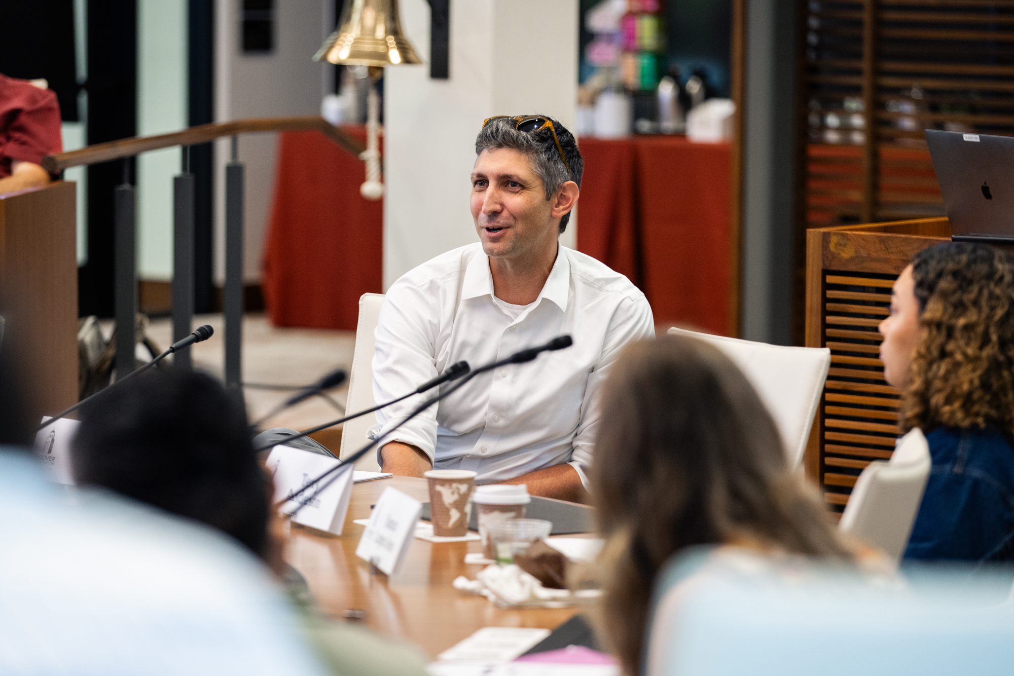 Dustin Frye of the University of Wisconsin, Madison, speaks to attendees of the Hoover Institution Indigenous Student Seminar on August 6, 2025. (Patrick Beaudouin)