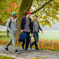 college students walking around