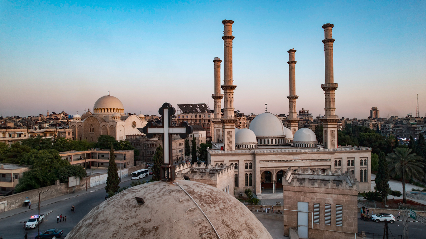 Coexistence between sects in Syria. stock photo