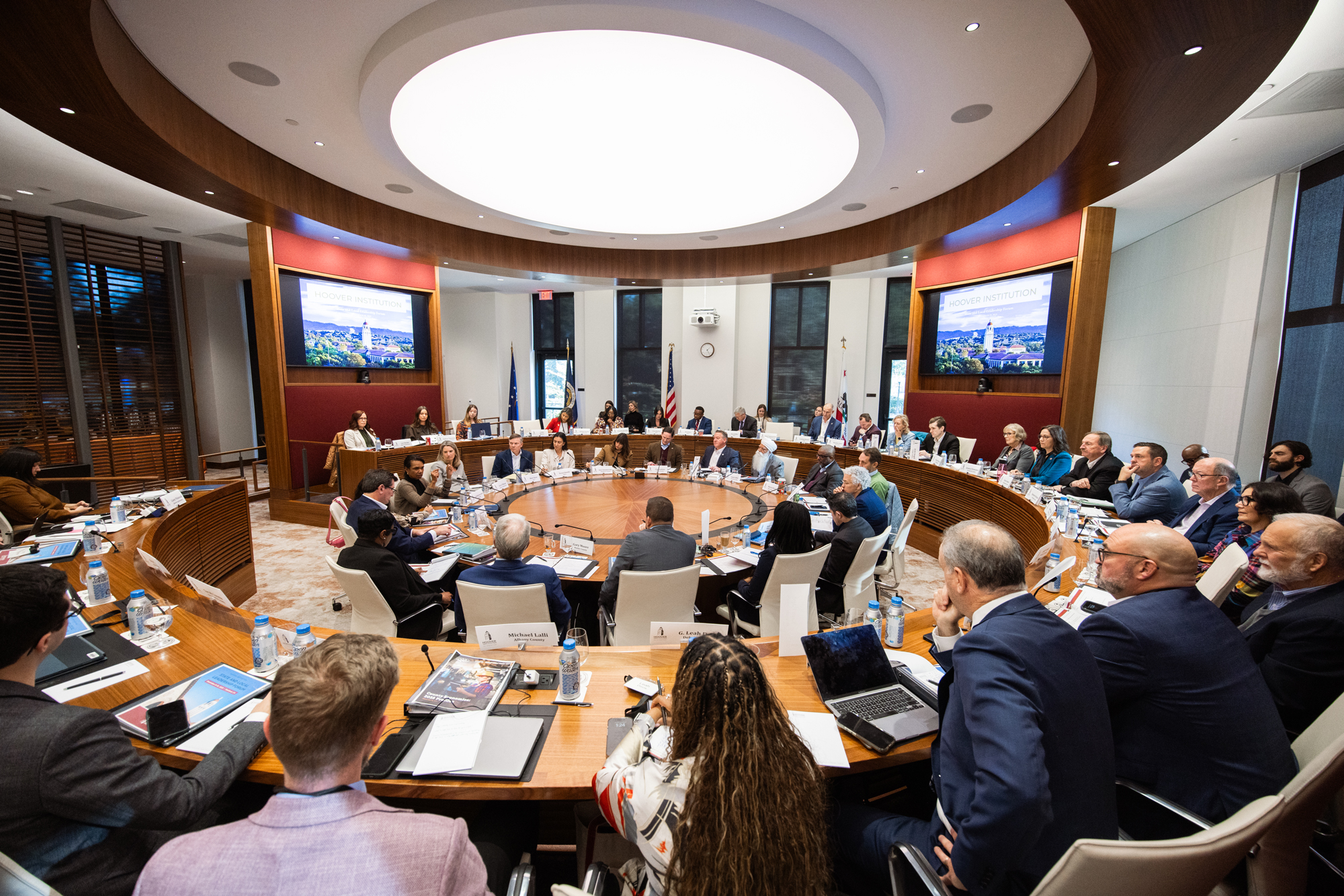 US county leaders listen to Hoover Institution Director Condoleezza Rice in Annenberg Conference Room on December 8, 2025. (Patrick Beaudouin)