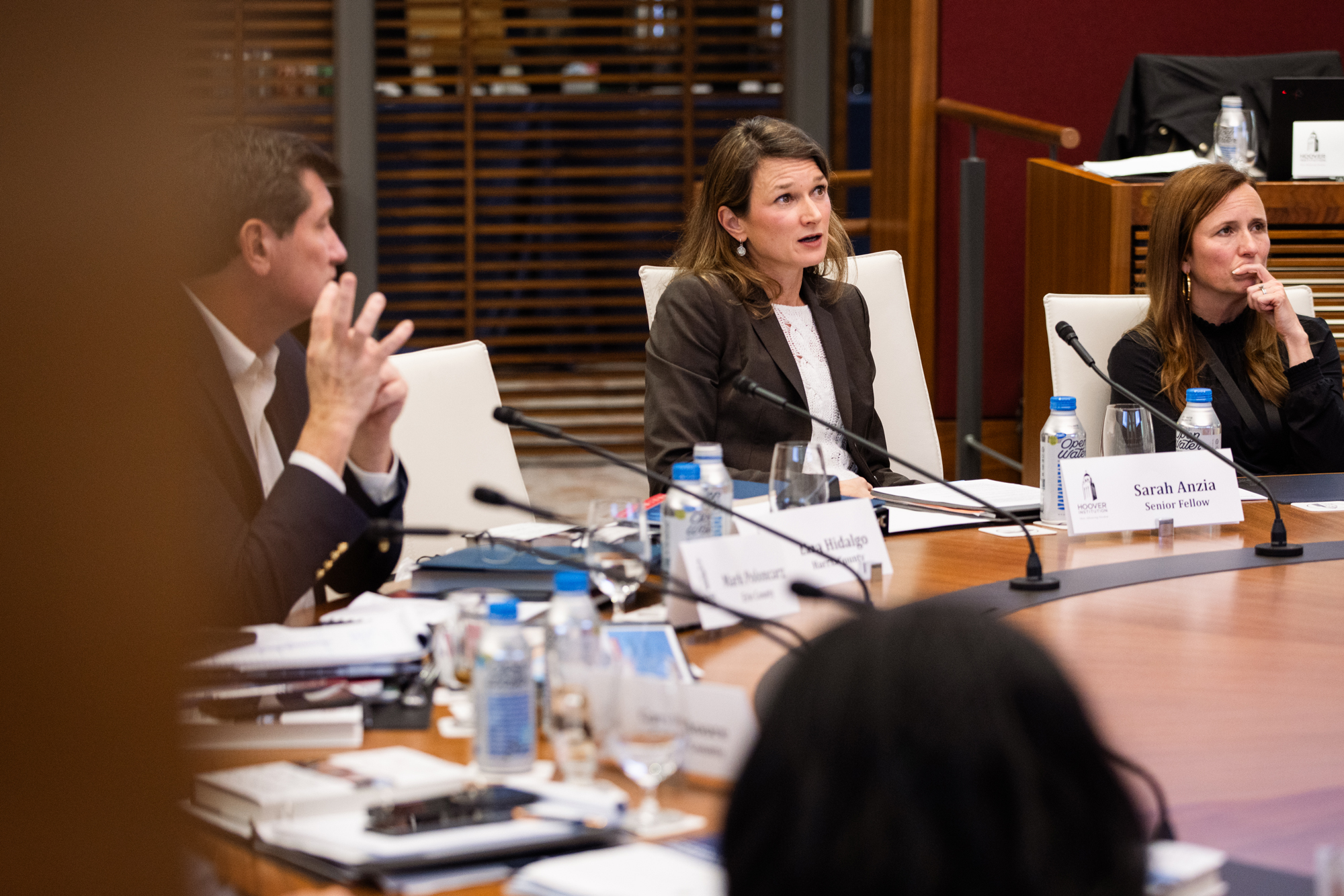 Senior Fellow Sarah F. Anzia speaks about public employee pension sustainability on December 9, 2025. (Patrick Beaudouin)