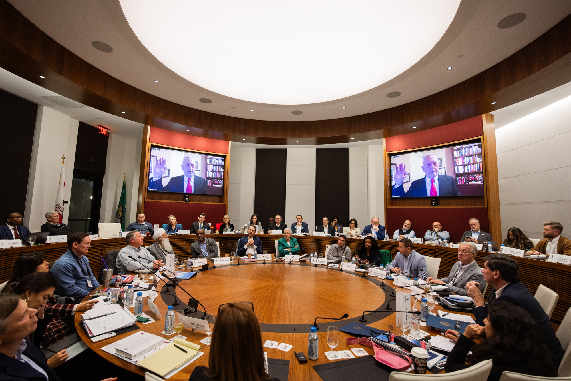 Davies Distinguished Fellow Gen. Jim Mattis speaks to county officials in Annenberg Conference Room on December 9, 2025. (Patrick Beaudouin)