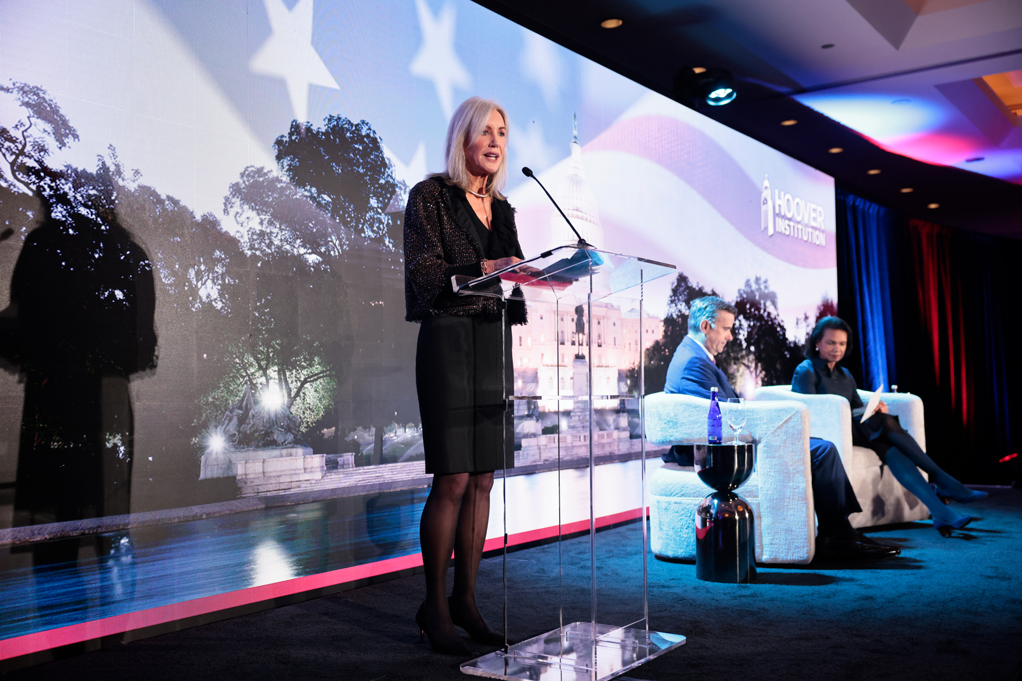 Hoover Institution Board of Overseers Chair Susan McCaw addresses supporters in Washington, DC, on February 22, 2026. (Eric Draper)