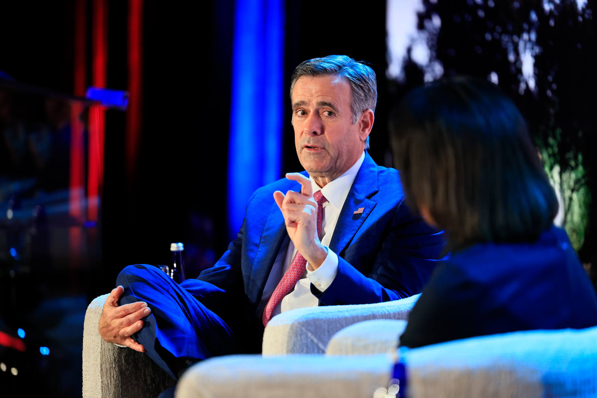 CIA Director John Ratcliffe and Hoover Institution Director Condoleezza Rice discuss US intelligence priorities at the Winter Board of Overseers meeting in Washington, DC, on February 22, 2026. (Eric Draper)