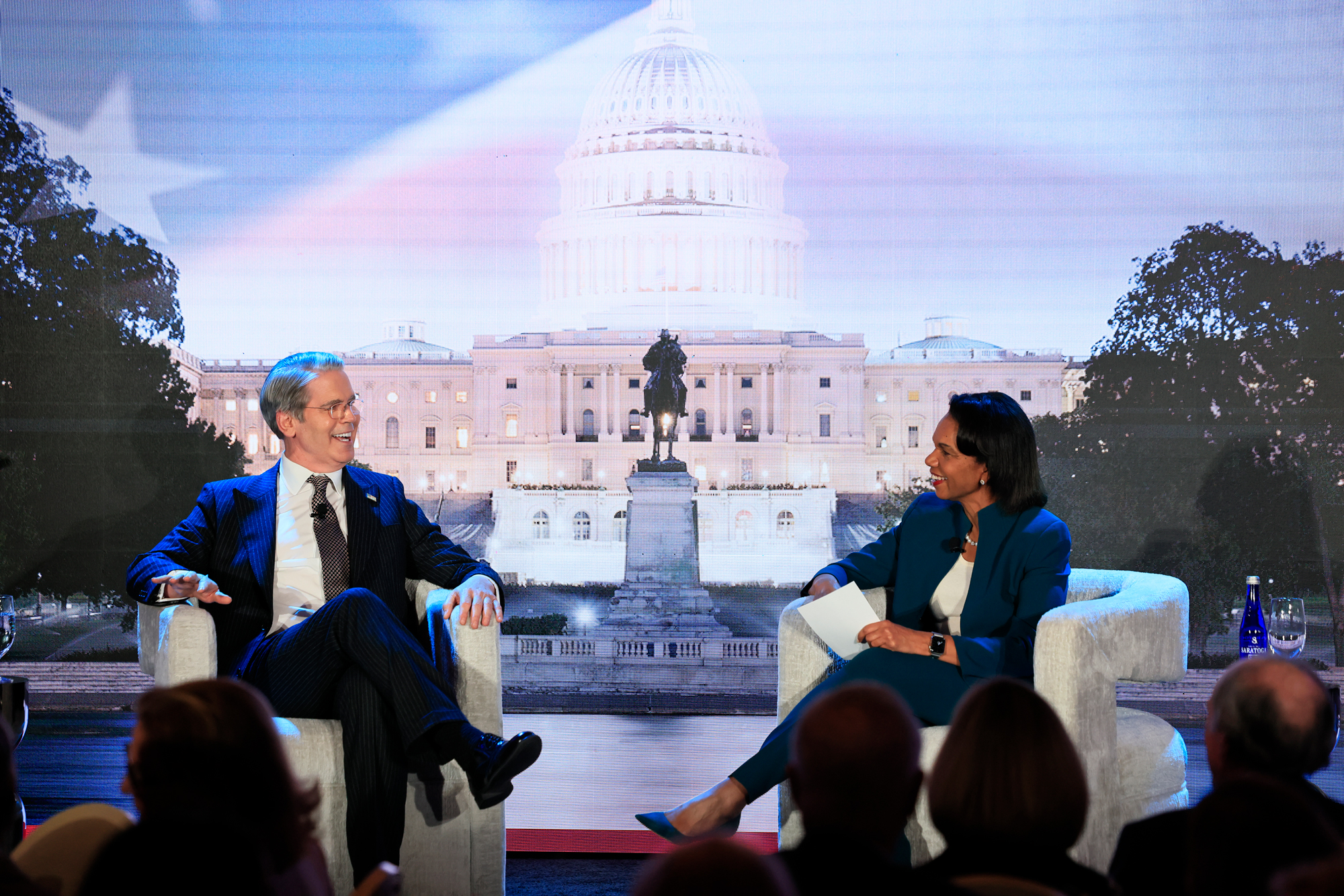 Treasury Secretary Scott Bessent joins Hoover Institution Director Condoleezza Rice in conversation in Washington, DC, on February 23, 2026. (Eric Draper)