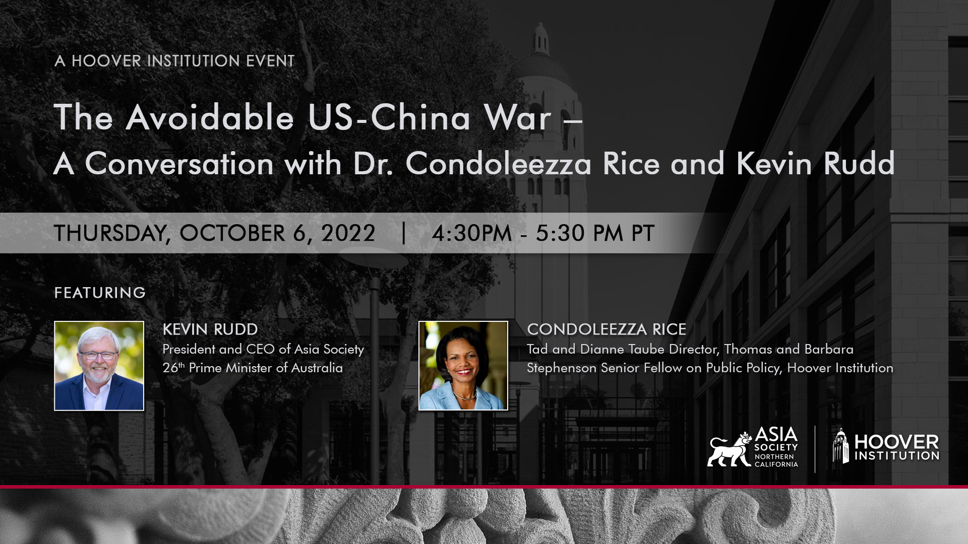 The Avoidable US-China War – A Conversation With Dr. Condoleezza Rice And Kevin Rudd