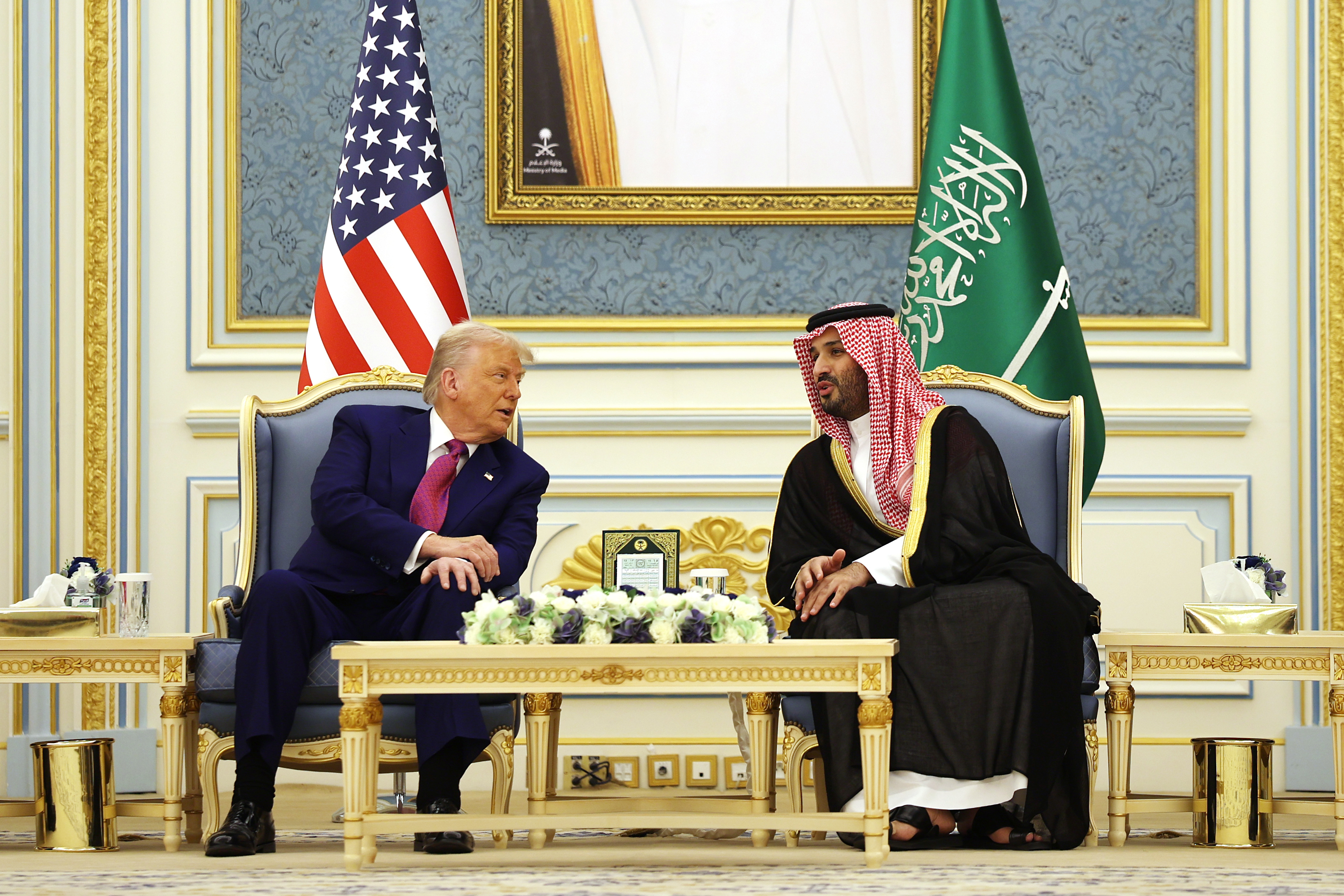 Trump and Crown Prince Mohamed bin Salman of Saudi Arabia Getty 9.33.18 PM