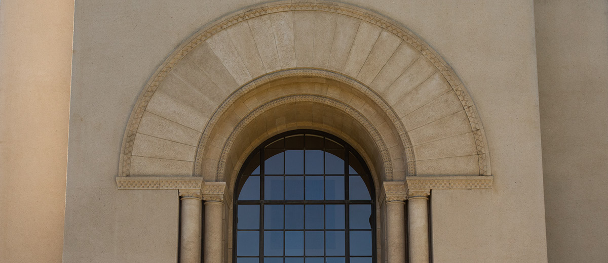 Photograph of entrance of Hoover Tower at Stanford