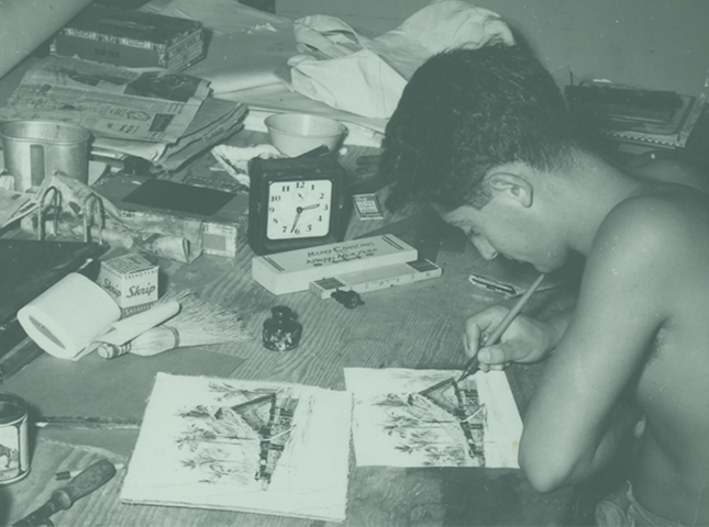 Nat Bellantoni photographed while drawing at his desk