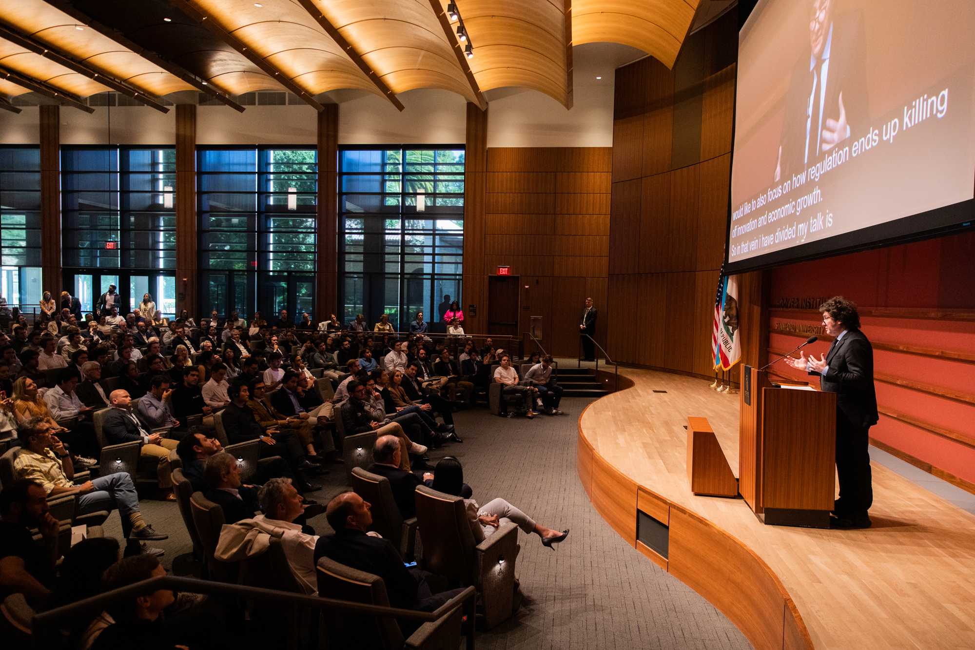 Argentine President Javier Milei speaks in Hauck Auditorium