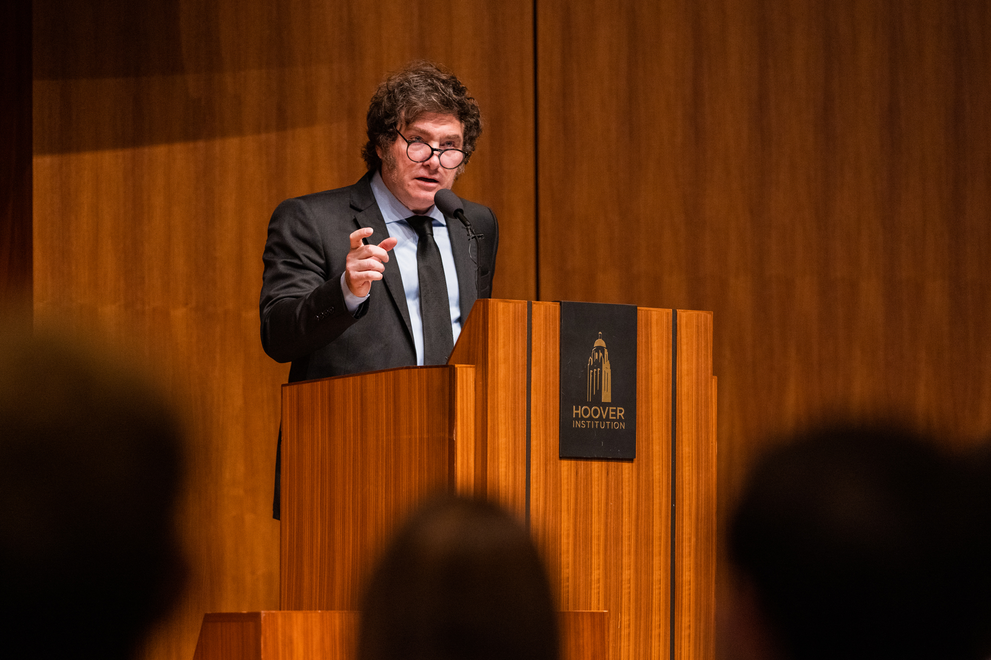 Argentine President Javier Milei speaks in Hauck Auditorium