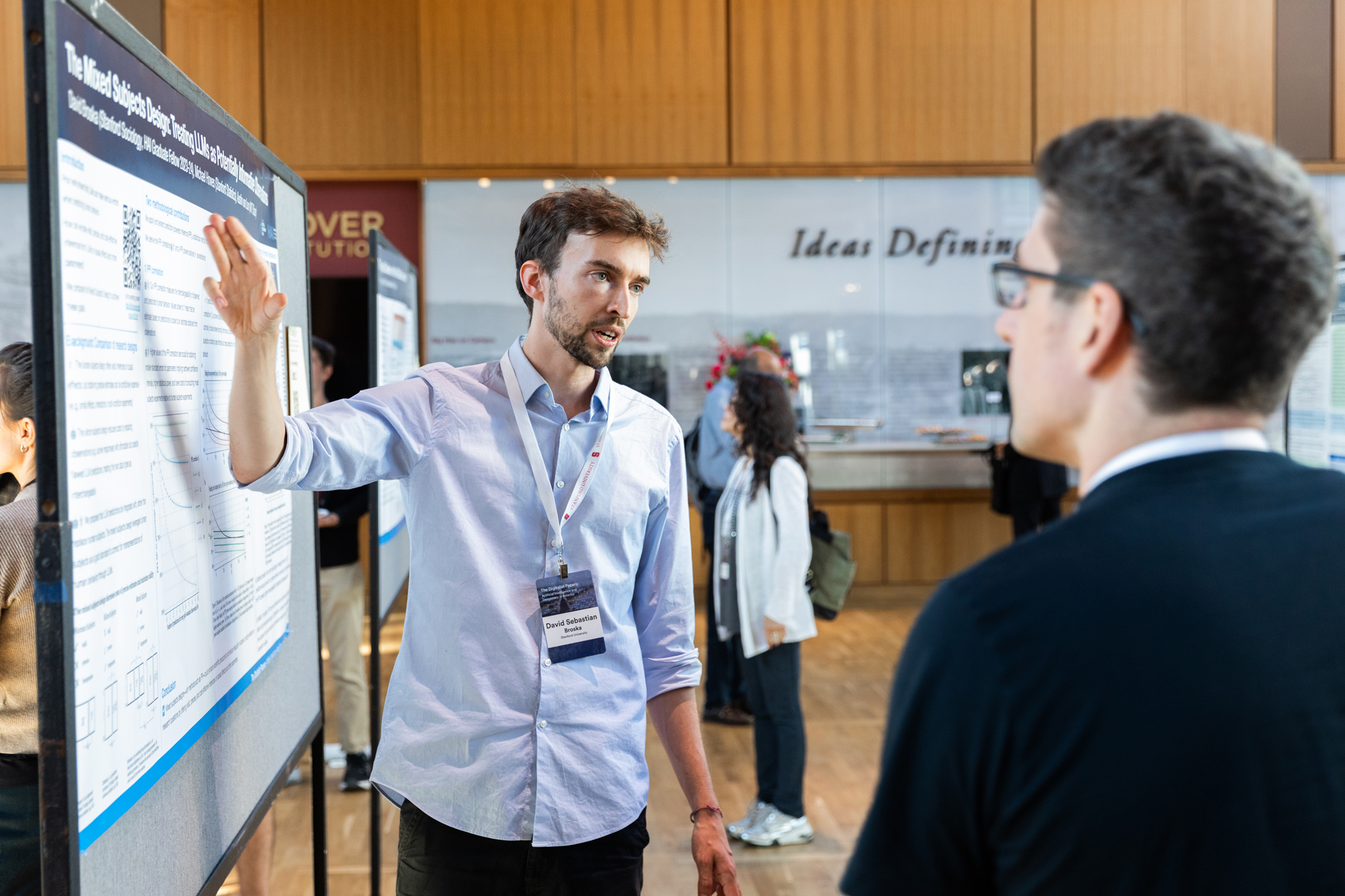 Stanford PhD candidate David Sebastian Broska speaks about his research into large language models at the Hoover Institution on September 24, 2024. (Patrick Beaudouin)