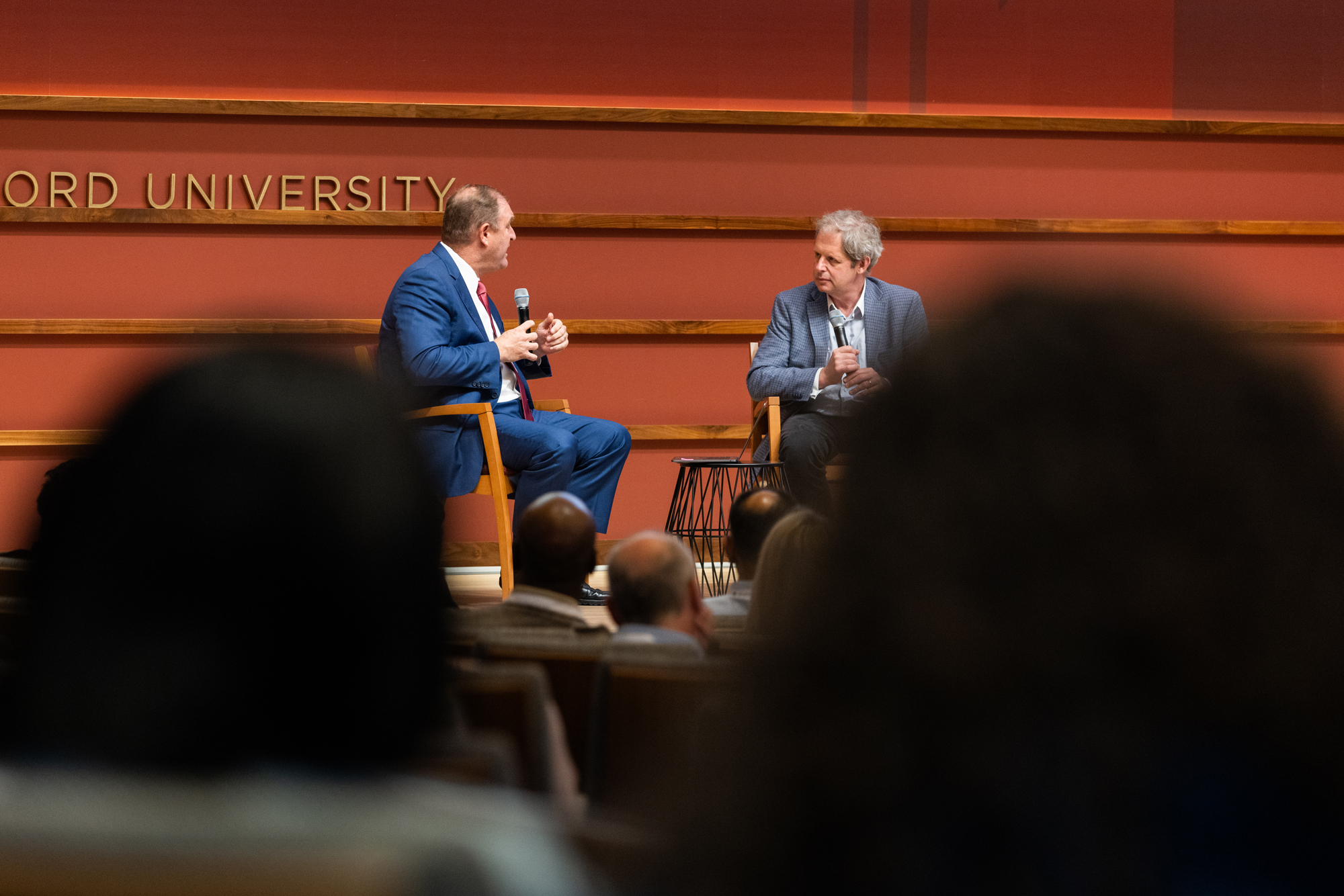Nate Persily of Stanford Law School and Hoover Senior Fellow Eugene Volokh speak about AI regulation and its impact on democracy and free speech on September 24, 2024. (Patrick Beaudouin)