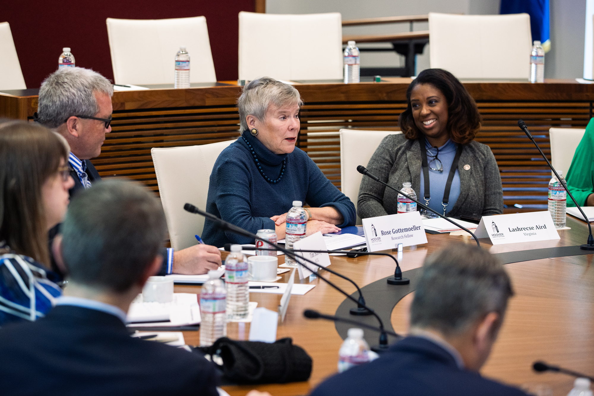 Research Fellow Rose Gottemoeller speaks to state legislators about the Russia-Ukraine war and the future of NATO in Annenberg Conference Room on November 18, 2024. (Patrick Beaudouin)