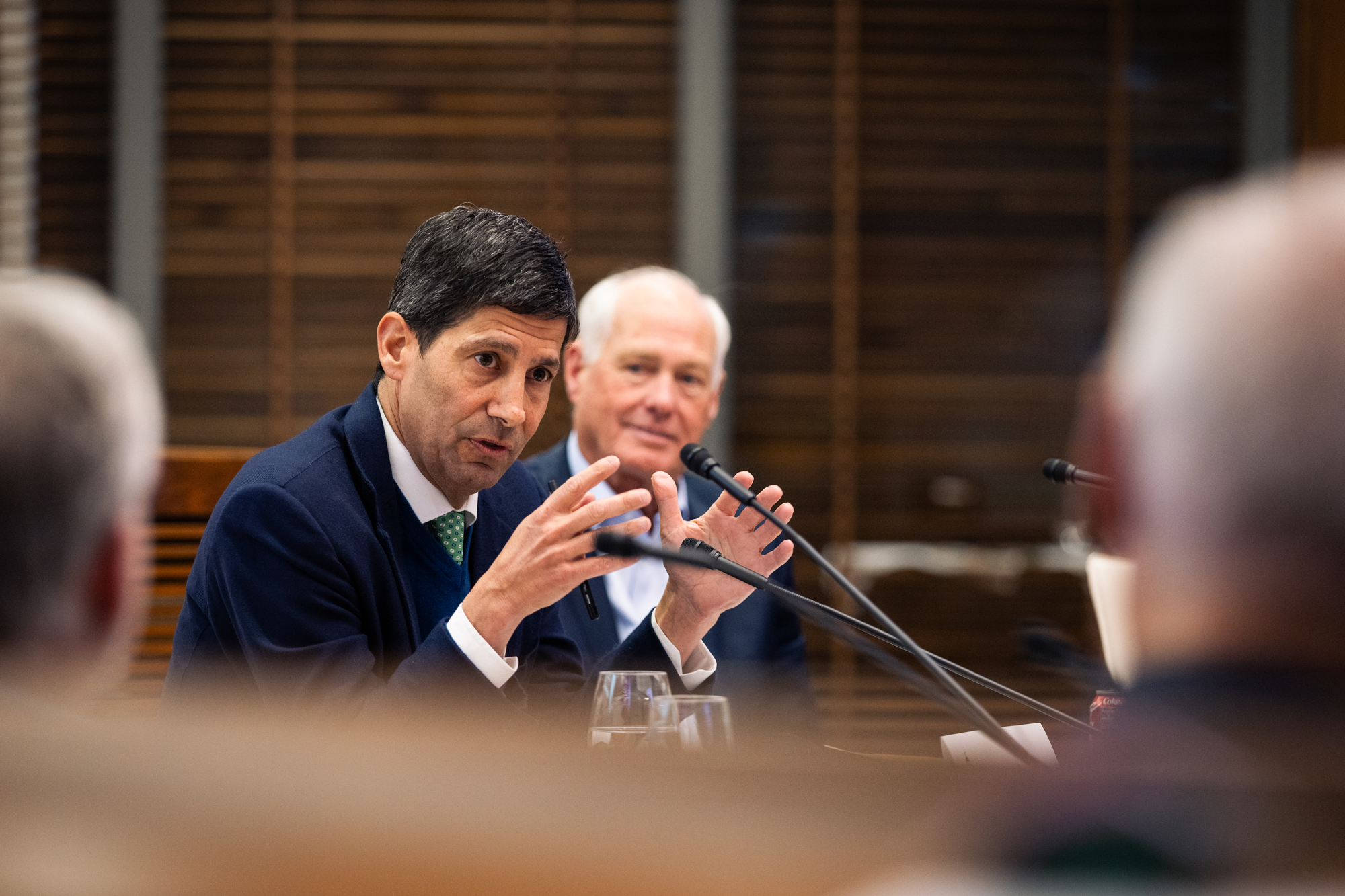 Distinguished Visiting Fellow Kevin Warsh speaks at the first-ever Fiscal Policy Initiative conference at the Hoover Institution on March 10, 2025. (Patrick Beaudouin)
