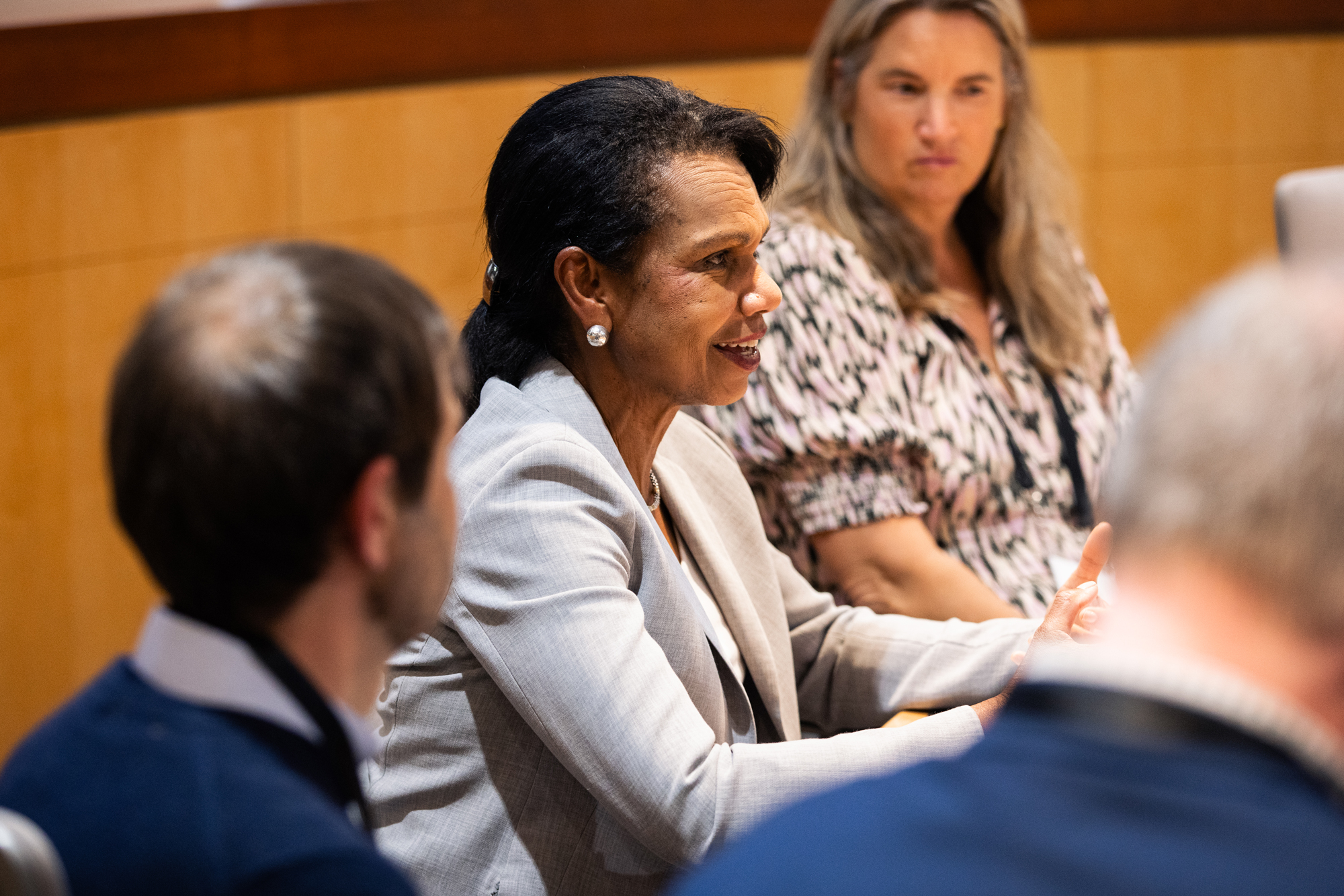 Hoover Institution Director Condoleezza Rice speaks to US governor’s officials on May 19, 2025. (Patrick Beaudouin)